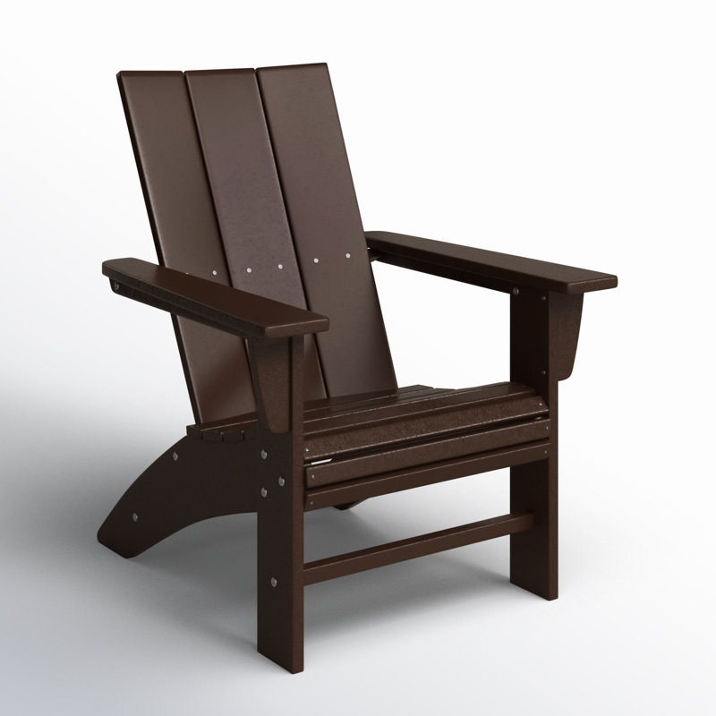 POLYWOOD Modern Curveback Adirondack Chair, Mahogany