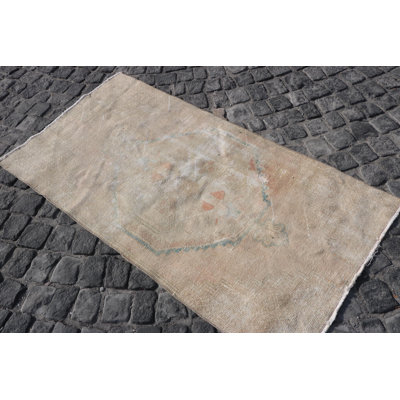 Tapis turc Oushak en laine tissé à la main - beige