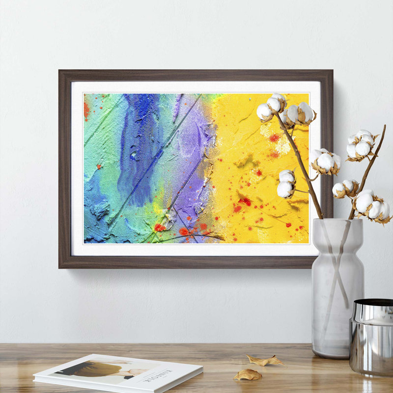Abstract Art Painting Vol.14 by S.Johnson - Picture Frame Painting Print, 48cm H x 65cm W x 2cm D, Walnut Framed