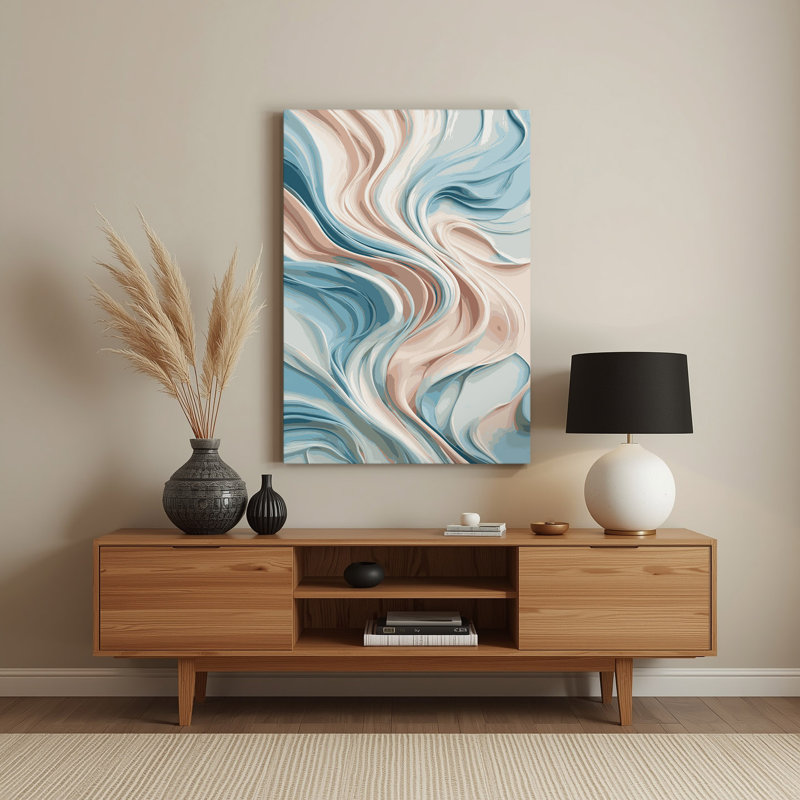 Aquarelle abstraite 62, art mural en métal bleu, H 20 po x l 16 po