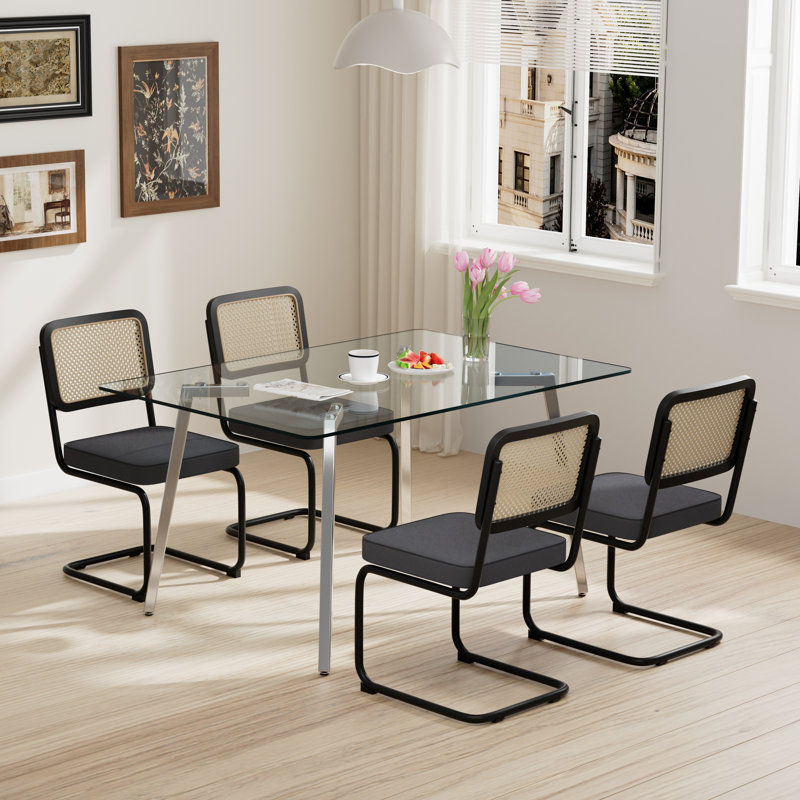 Ensemble de salle à manger rectangulaire, 5, Black