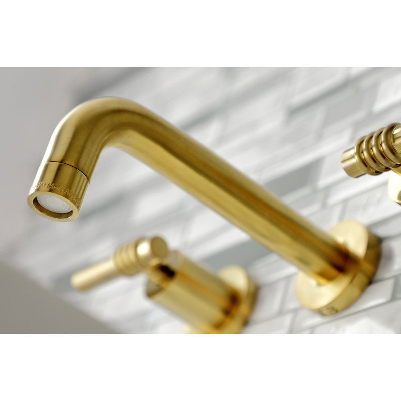 Milano Brushed Brass Wall Mount Bathroom Faucet