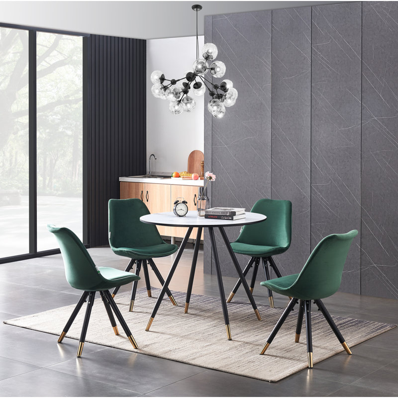 4 - Person Dining Set, Green, White