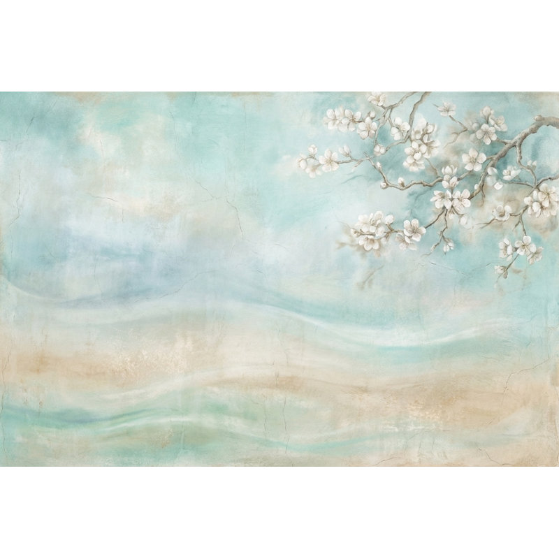 Papier peint texturé papier aquarelle menthe, 100 po x 96 po, Peler et coller
