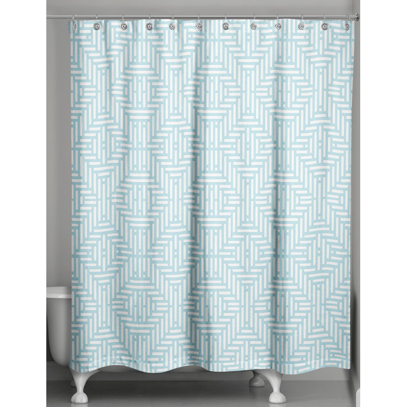 Rideau de douche simple géométrique Travers, Bleu sarcelle