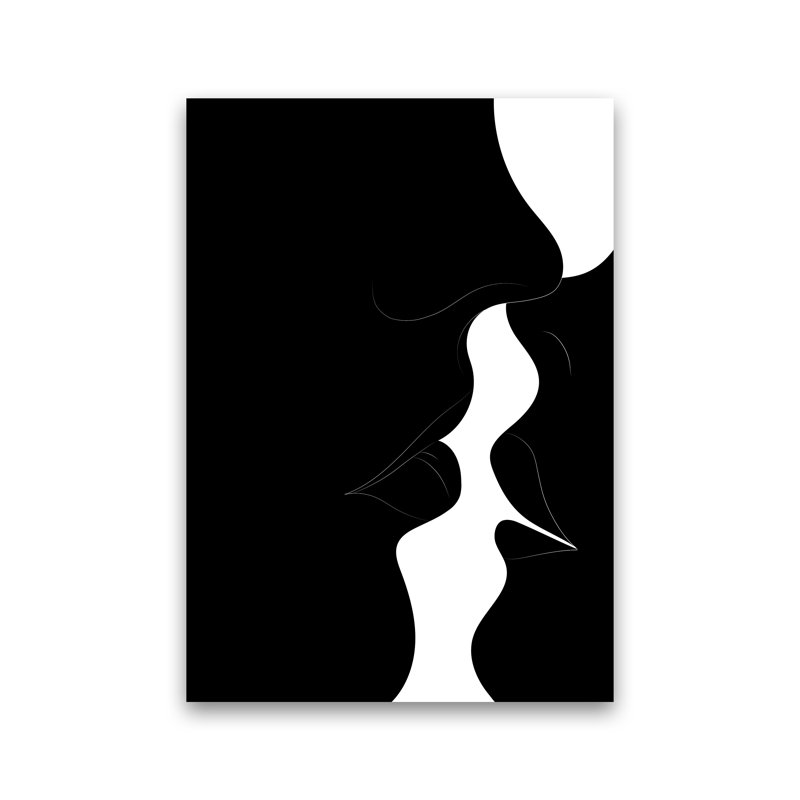 Just A Little Kiss Black - Print, No Framed, 29.7cm H x 21cm W x 1cm D