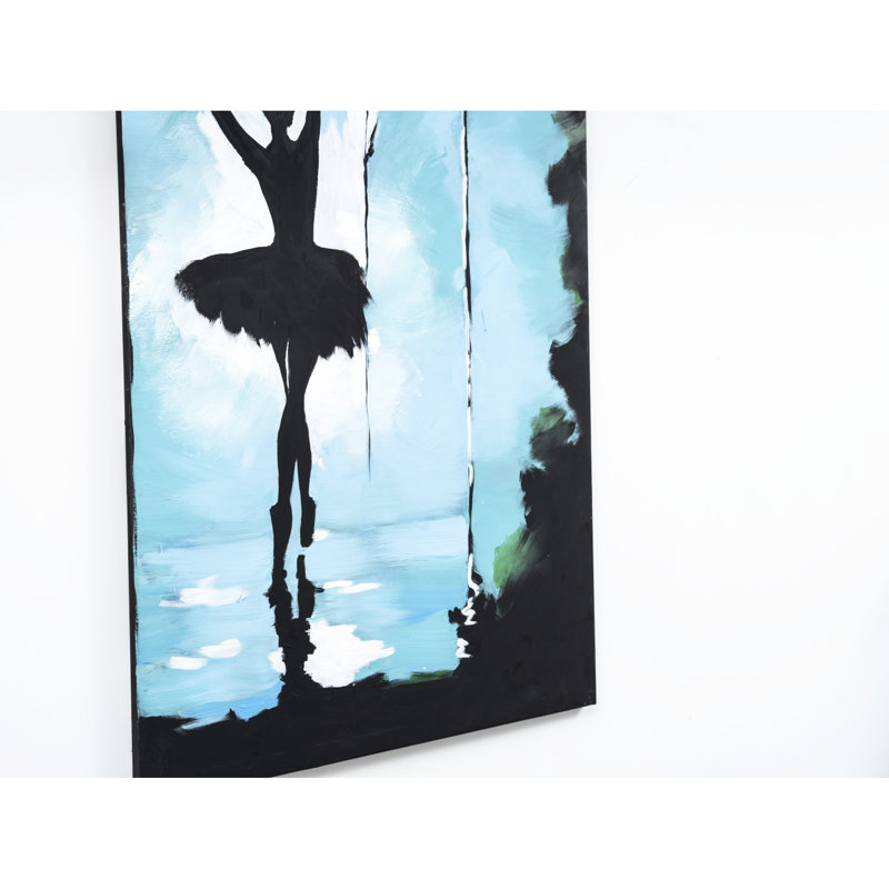 Toile turquoise 47 po x 27 po - Art sans cadre peint à la main pour une décoration intérieure