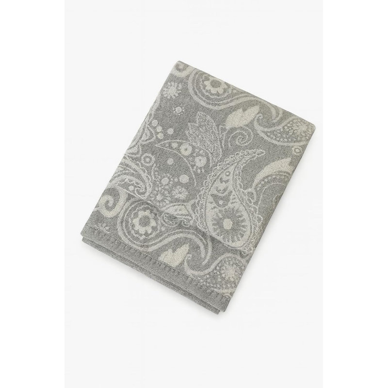 Jeté en laine et polyester gris à motif cachemire gris 50 po x 60 po, Motif cachemire gris