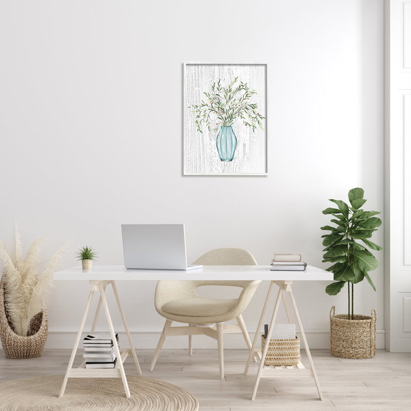 Plantes rustiques en herbe, H 30 po x l 24 po x P 1,5 po, Giclée encadrée blanc bord de mer