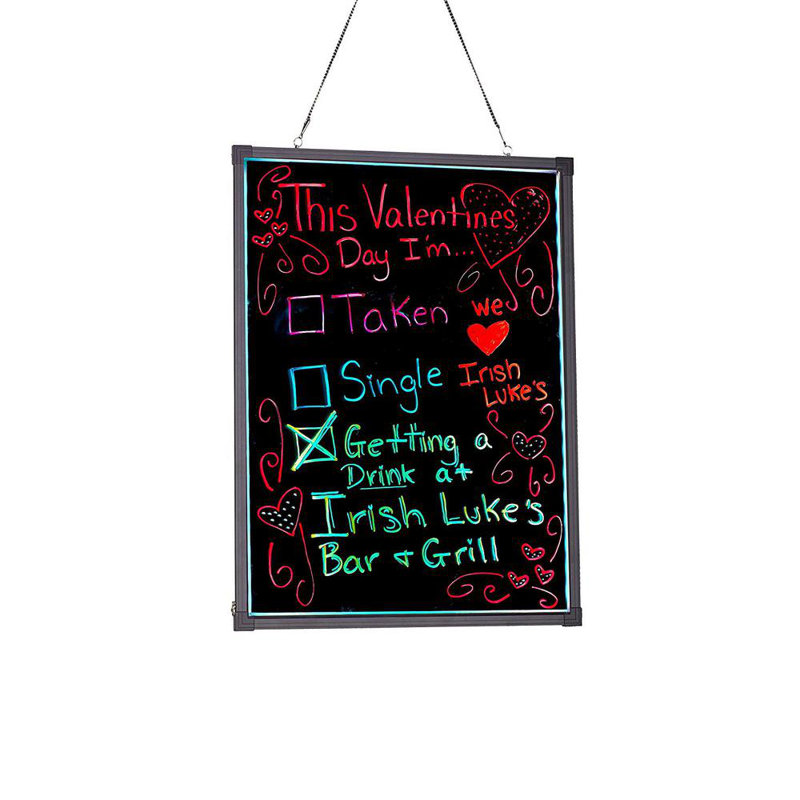LED Illuminated Wall Mounted Memo Writing Board, 31.50" H x 23.60" W