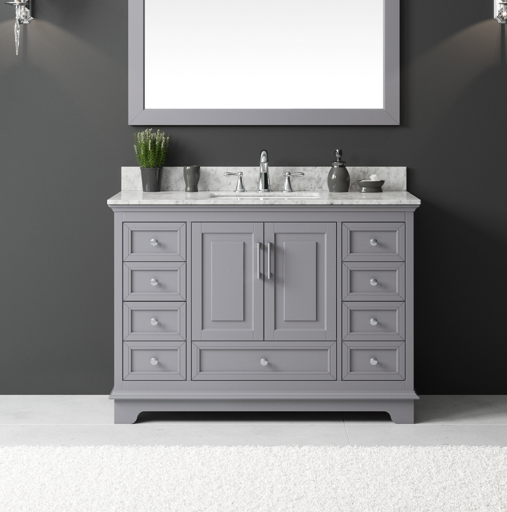 Rosecliff Heights Orin 47.32'' Single Bathroom Vanity with Marble Top ...