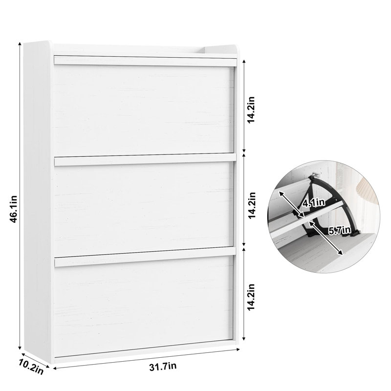 Armoire de rangement pour chaussures 18-40 paires avec tiroirs rabattables 2/3/4/6, Blanc