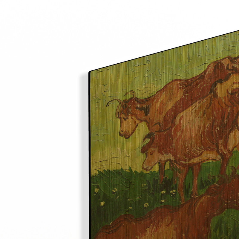 «Cows» par Vincent Van Gogh, art mural en métal doré, 16 po x 12 po, 16 po x 12 po