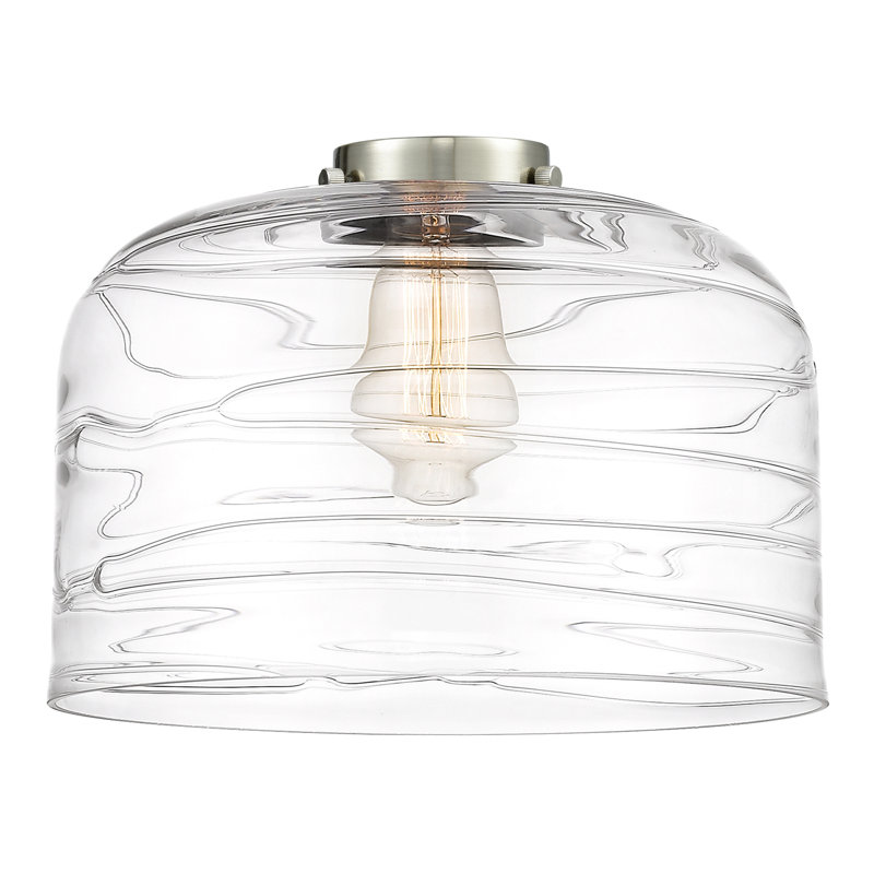 Celaya 1 - Light Dome Pendant, 13" H x 12"W x 12"D, Brushed Satin Nickel, Glass