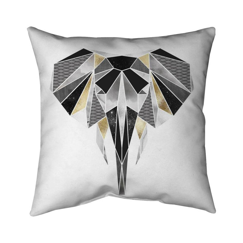 Geometric elephant - 18"x18" Outdoors Throw pillow - Spun poly - Print on demand, 18" x 18"