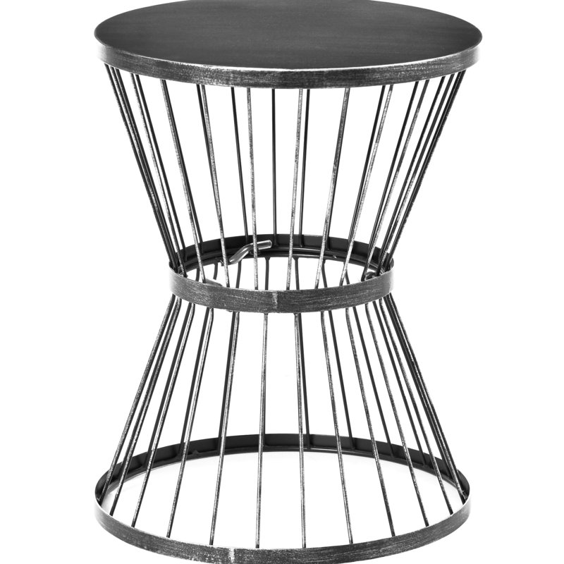 Table de bout en acier 16 po avec apparence, noire - pour l'extérieur et l'intérieur, ornement élégant, côté pratique