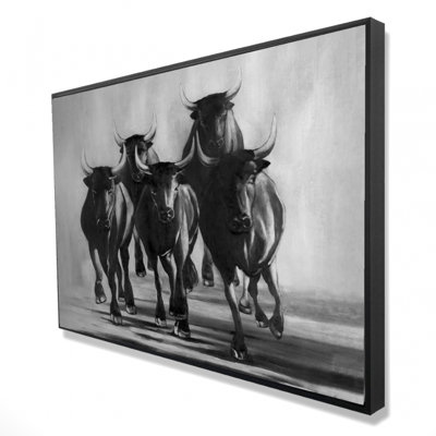«Group of Bulls At Galops», reproduction sur toile