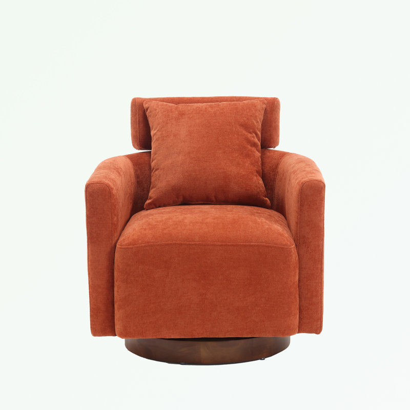 Fauteuil demi-tonneau pivotant en chenille, Orange