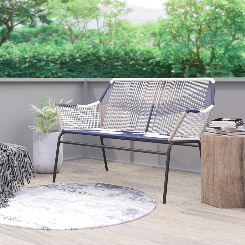 Modern Wicker and Plastic Outdoor Loveseat, 51" Wide