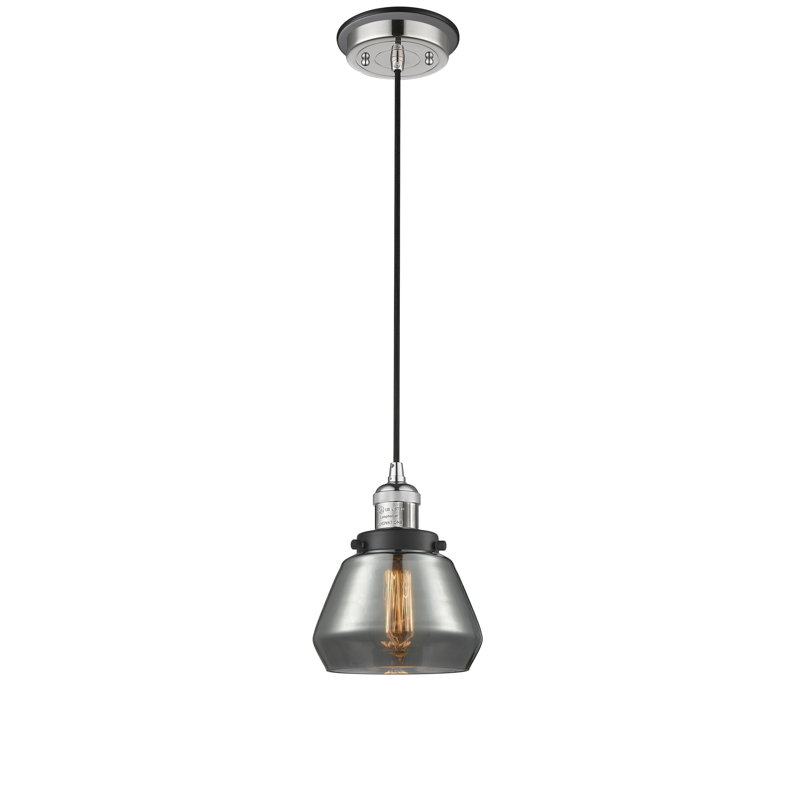Chill 1 - Light Single Pendant, Polished Nickel with Matte Black accents, Plated Smoke