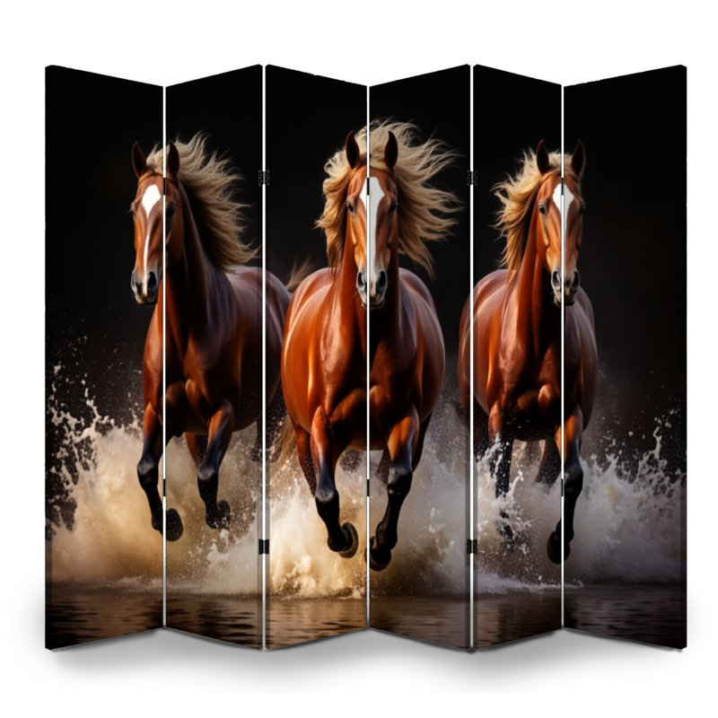 Cloison pliante 6 panneaux Royal Wild Horses, 6, H 71 po x l 96 po x P 1 po