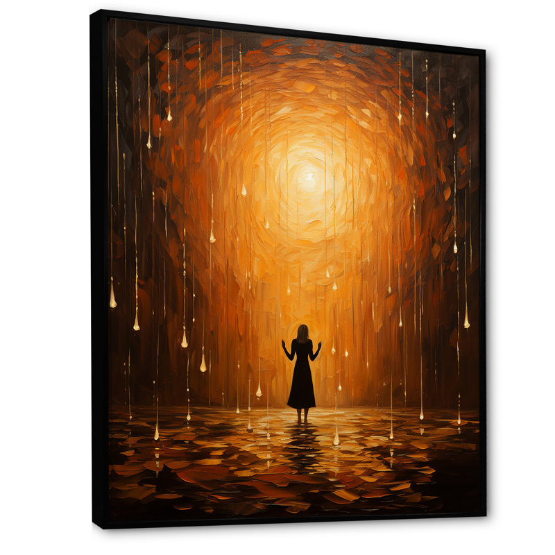 «Yellow Spiritual Divine Radiance Pointillism» sur impression sur toile, H 20 po x l 12 po x P 1 po, Cadre flottant noir