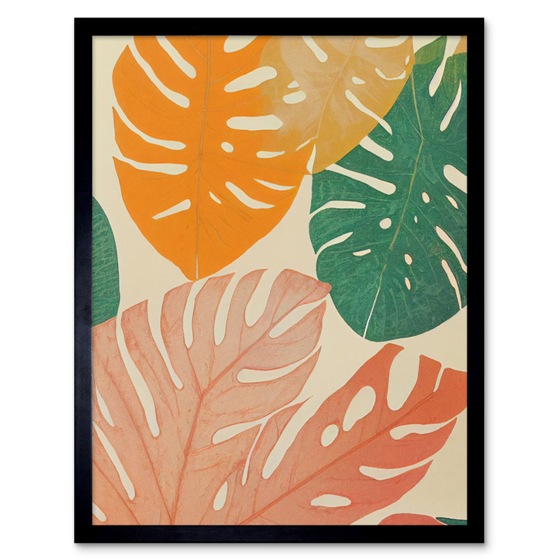 Pastel Monstera Leaves Botanical - Single Picture Frame Print
