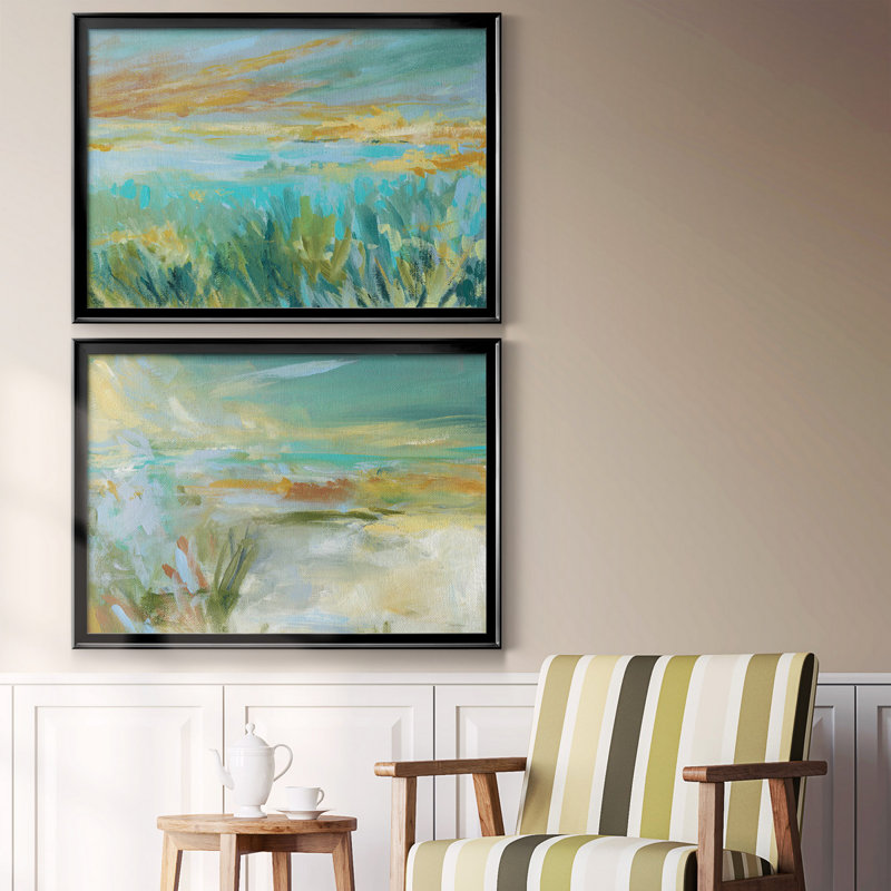 «Grassy Beach», reproduction d'art sur papier encadré, Noir, H 18,5 po x l 49 po x P 1,5 po, Pas de tapis