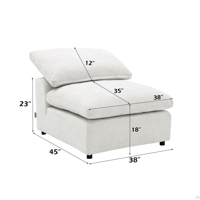Canapé modulaire ivoire en lin 4 pièces avec repose-pieds