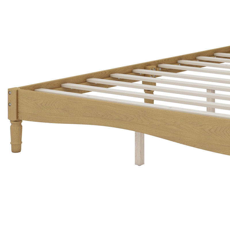 Lit plateforme avec tête de lit en forme de gourde, cadre de lit plateforme en bois rétro avec lattes de soutien, Lit double