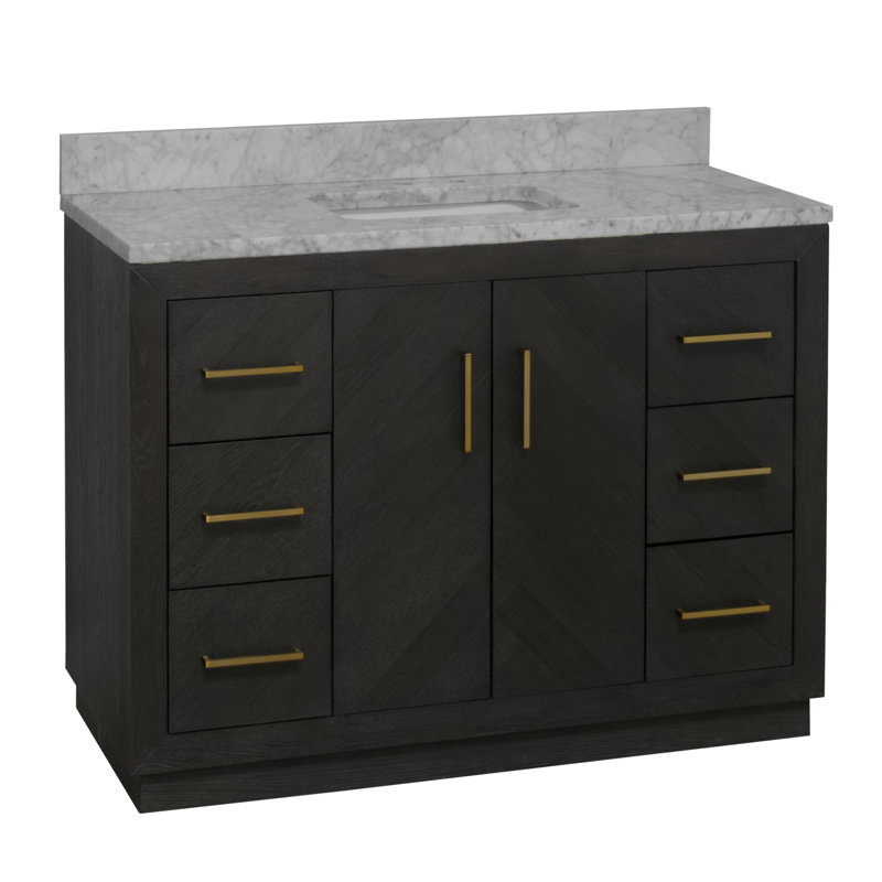 Ensemble de meuble-lavabo simple 48 po Sadelle, Chêne foncé