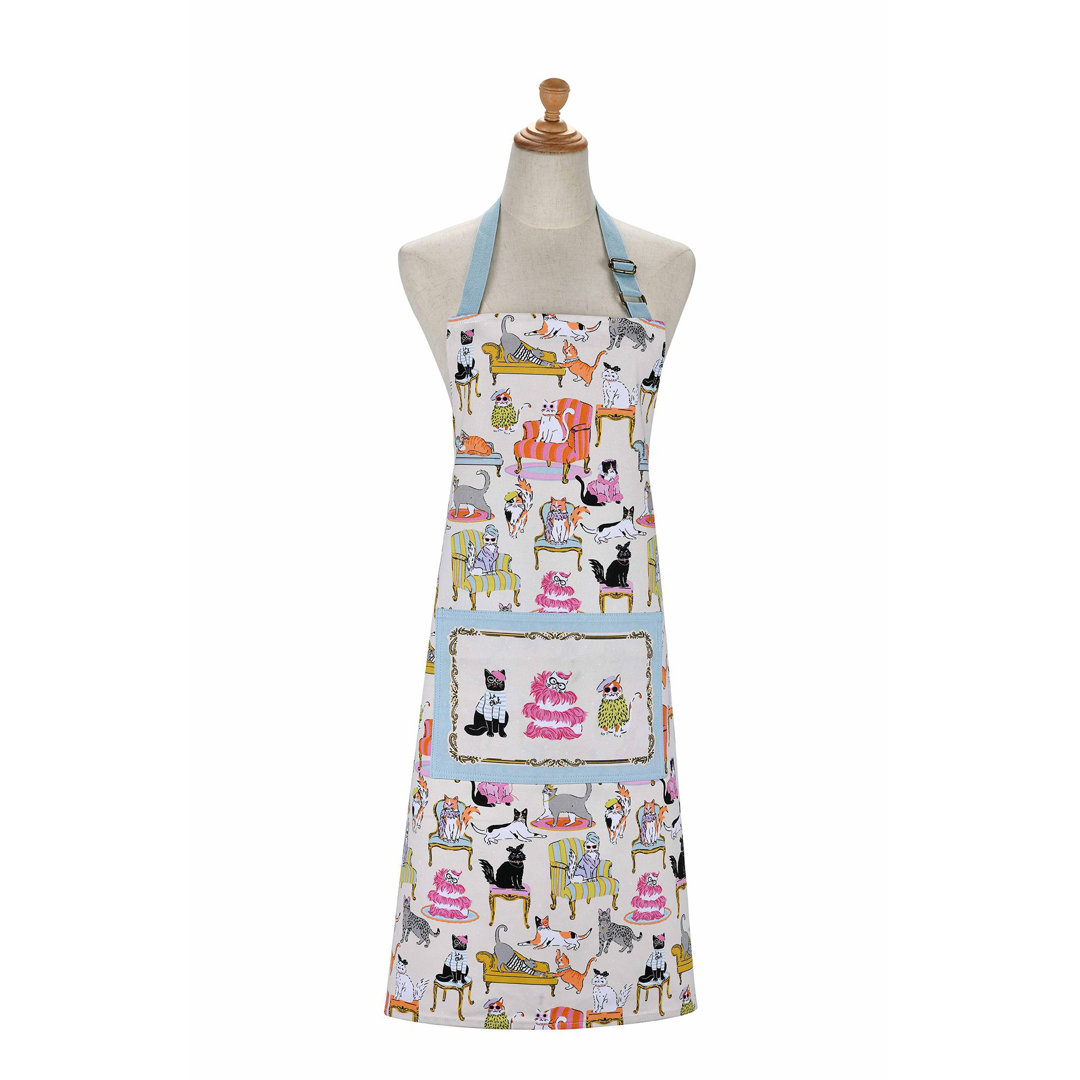 Cool Cats Animal Print Cotton Bib Apron