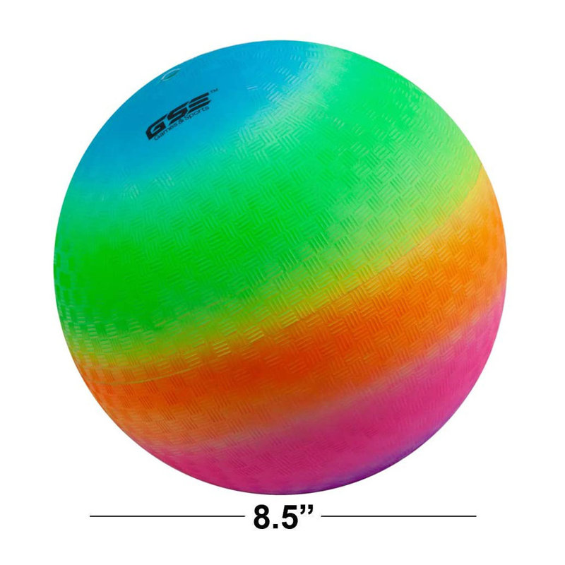 GSE 8.5-inch Playground Ball, Kickball, Bouncy Dodge Ball, Handball for Indoor and Outdoor, 8.5" H x 8.5" W x 8.5" D, Rainbow