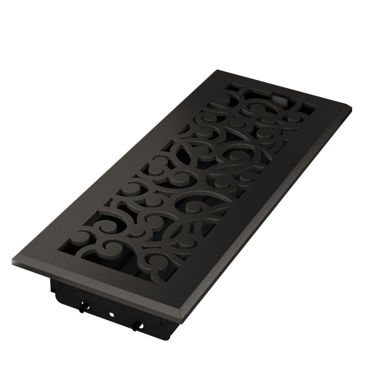Grille de sol Impériale Black Steel, en fonte, alimentation en air, Wonderland,, H 1,25 po x L 12 po x l 4 po, Wonderland
