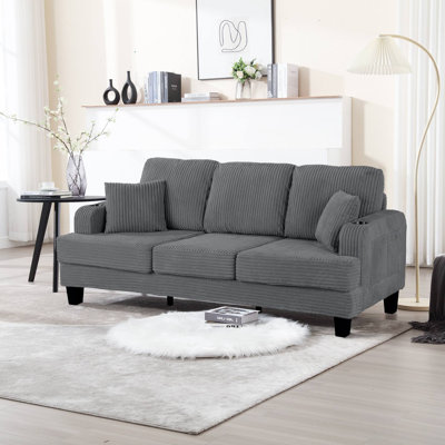 84.4" W Contemporary Sofa, Dark Gray