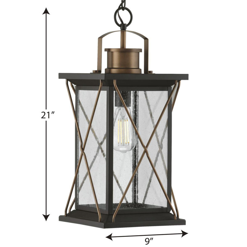 Lanterne suspendue d'extérieur à 1 ampoule H 21 po Alexe, Bronze antique