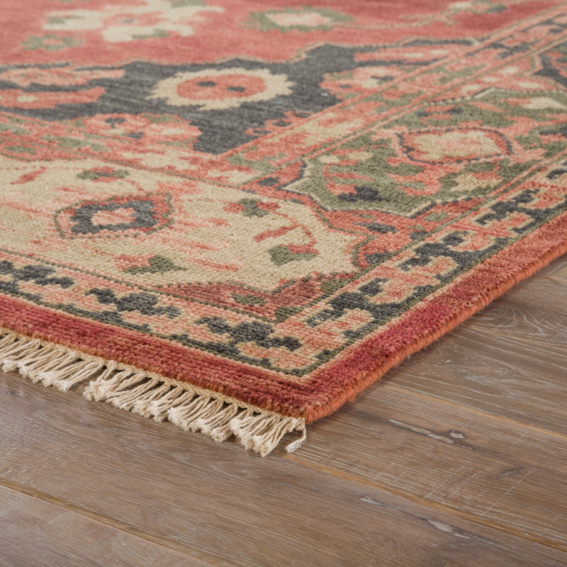 Village By Artemis Hand Knotted Wool Oriental Area Rug in Burnt Henna/Phantom/Taos Taupe, Rectangle 2' X 3'