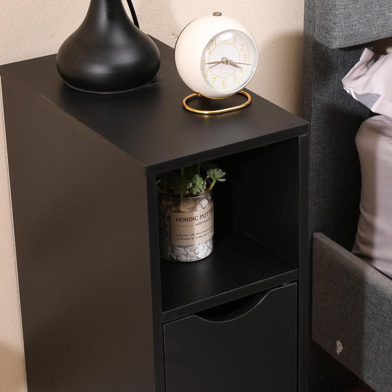 19.5cm W Manufactured Wood Bedside Table, Black