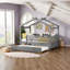 Lit simple en bois avec lit gigogne AVELOR - Rangement spacieux et fabrication en pin massif-129527449-129527450