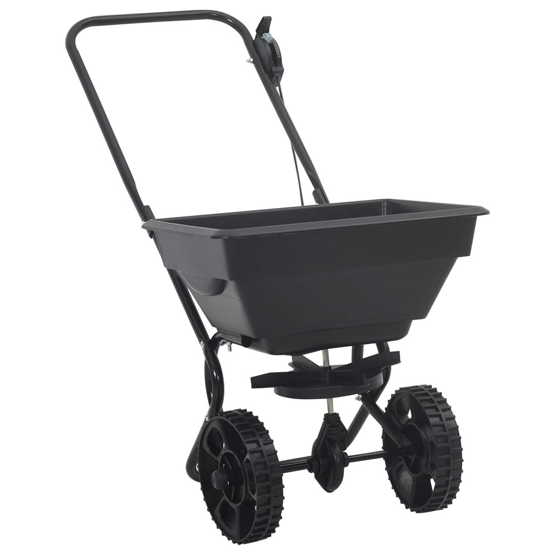 vidaXL Spreader Black PVC and Steel Lawn Garden Tool Seed Fertilizer Care