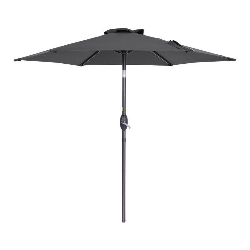 Parasol de table de marché de 7,5 pi, auvent résistant aux rayons UV et bouton inclinable, Gris foncé