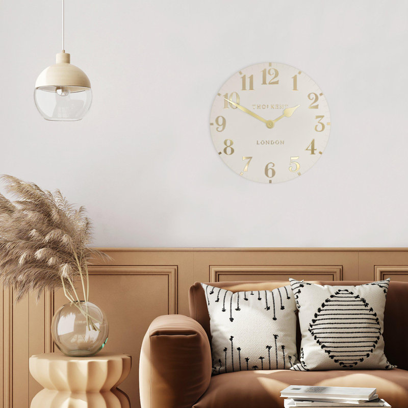 Metal Wall Clock, 30 cm H x 30 cm W x 3.5 cm D, White