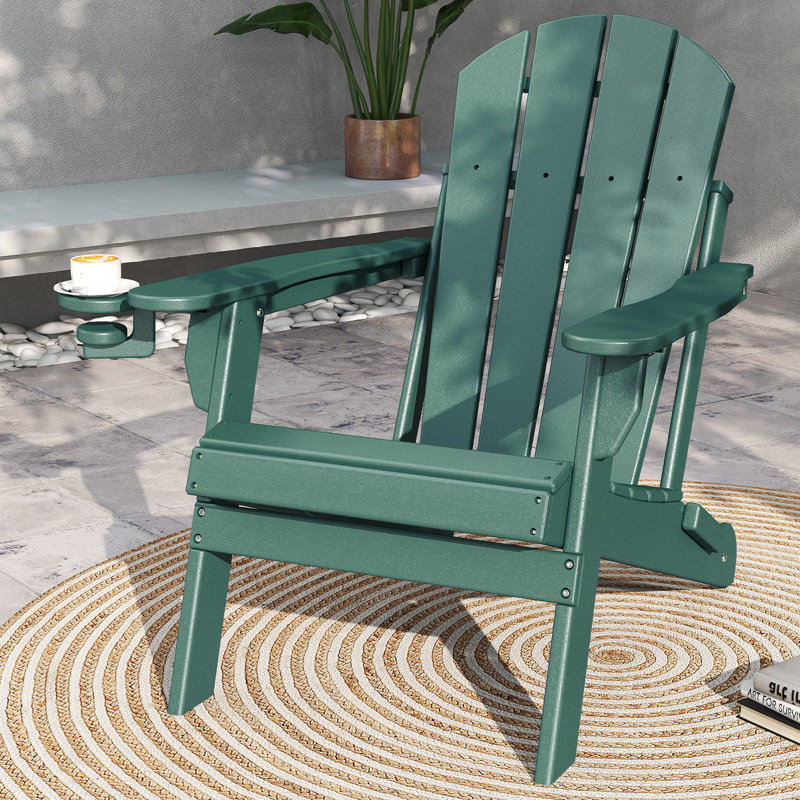  Chaise Adirondack pliante en PEHD pour l'extérieur avec porte-gobelet, Forêt
