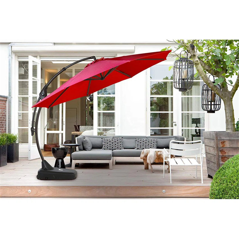 Parasol en porte-à-faux octogonal Kimolos, H 108 po x l 144 po x P 144 po, Rouge
