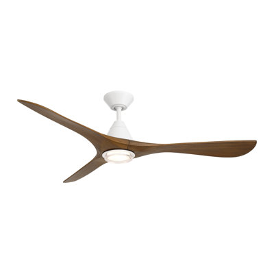 Ventilateur de plafond intelligent en bois naturel Carve 3 avec trousse d'éclairage à DEL sélectionnable 2700K-3000K-4000K-5000K et télécommande incluses, fonctionne avec Alexa et l'application Android ou Android