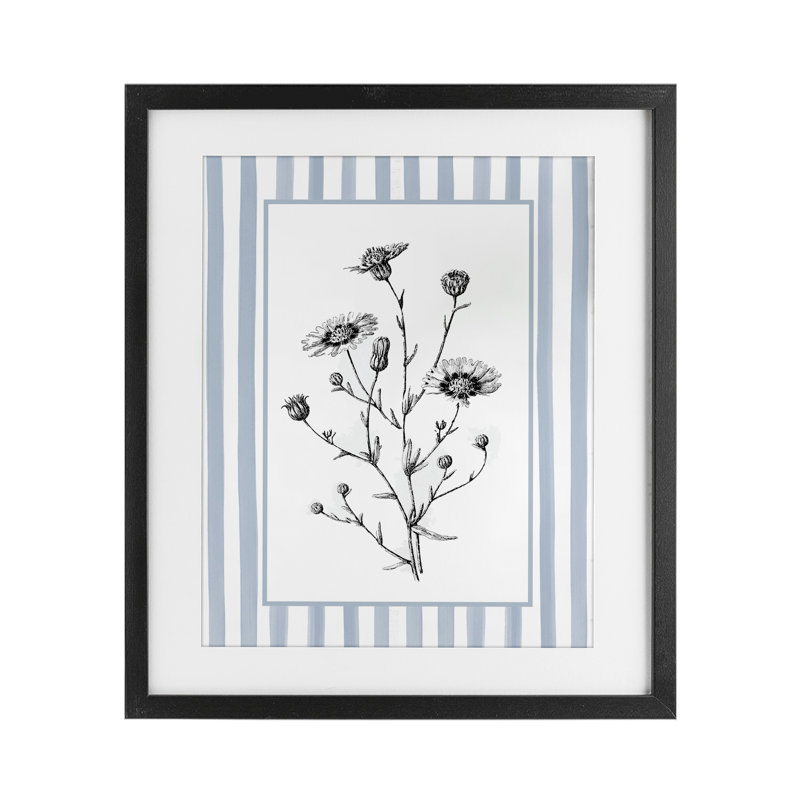 «Herbs in Striped Border», reproduction encadrée sous verre, design par lettré et doublé, H 16 po x l 13 po