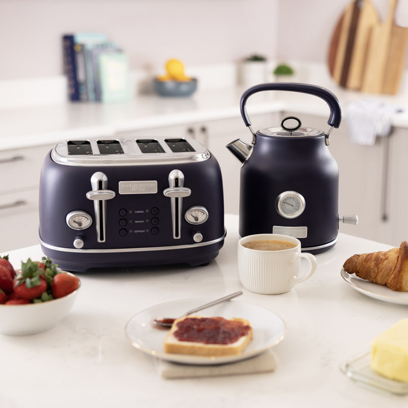 4 Slice Toaster, Blue/Silver