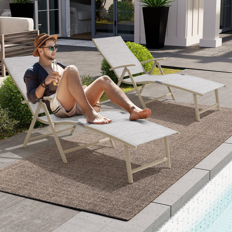Cllgone 45" Long Reclining Steamer, Beige/Earth