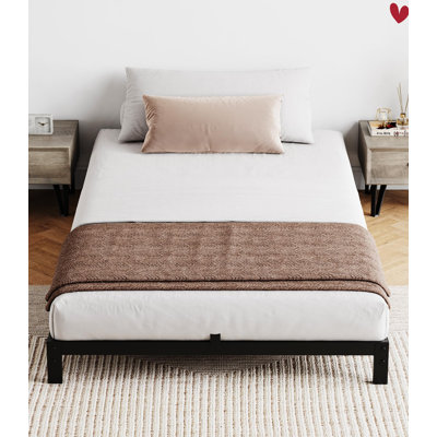 Metal Platform Bed Frame Twin Size 14 Inch, Noise Free Quiet Design, Heavy Duty Steel Support, Under Bed Storage, Easy Assembly
