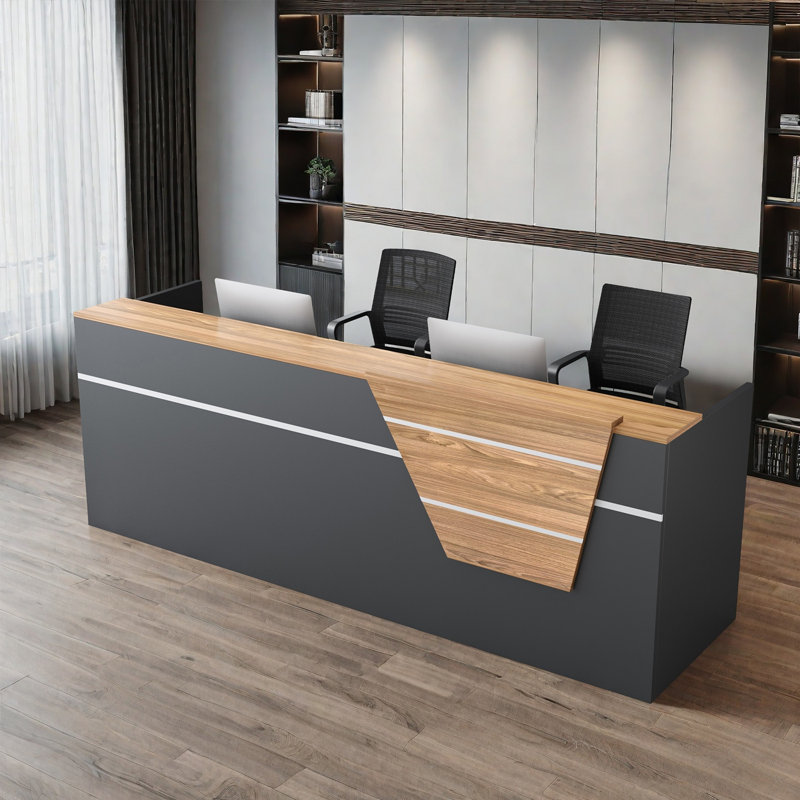 78.74-Inch Vintage Front Desk with Lockable Drawers, Perfect for Reception or Computer Use